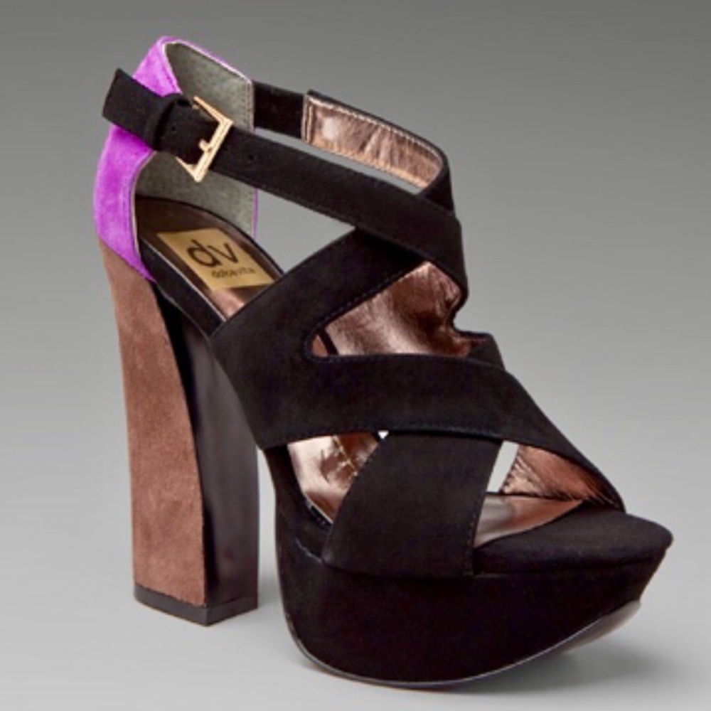 NWOT PLATFORM HEELS SANDAL black purple DOLCE VITA